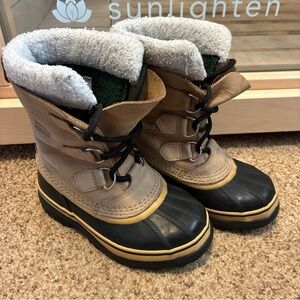 Sorel caribou Kids Tan and Black Winter Boots